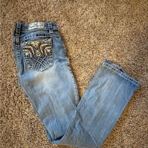 Miss Me Women's Boot Cut Jeans - Light Blue with Embroidered Pocket